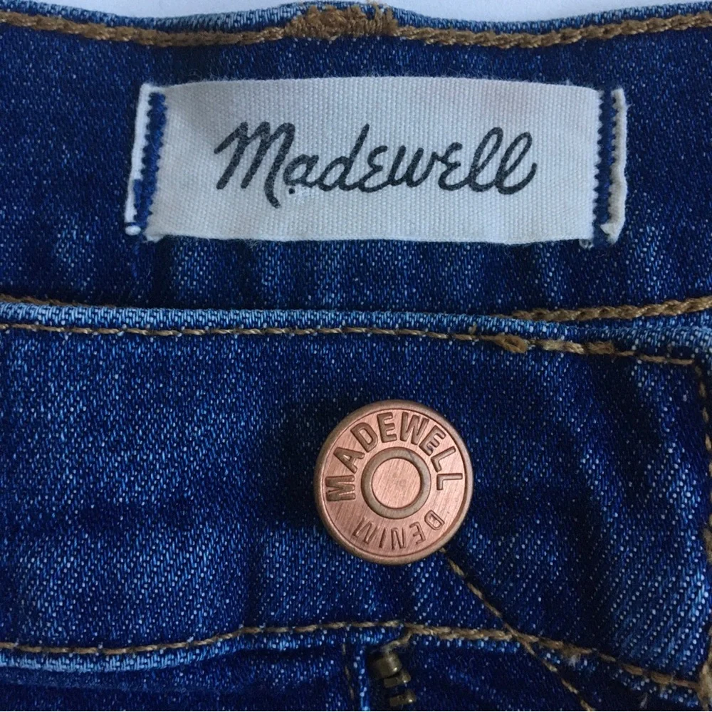 Madewell High Rise Blue Denim Jean Shorts Raw Hem Size 29